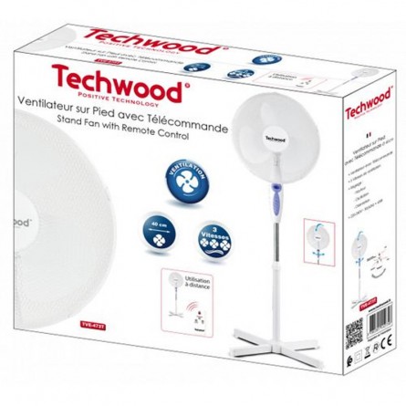 Techwood VENTILATEUR SUR PIED AVEC COMMANDE TVE-473T - BLANC