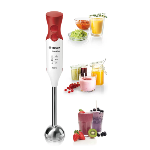 Mixeur plongeant BOSCH MSM64110 450W Blanc& Rouge